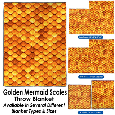 Golden Mermaid Scales - Throw Blanket / Tapestry Wall Hanging