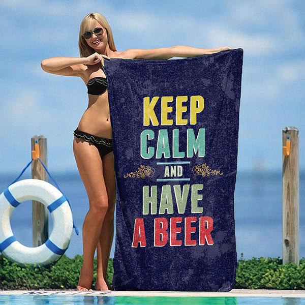 Keep Calm and Have a Beer 30" x 60" Beach Towel