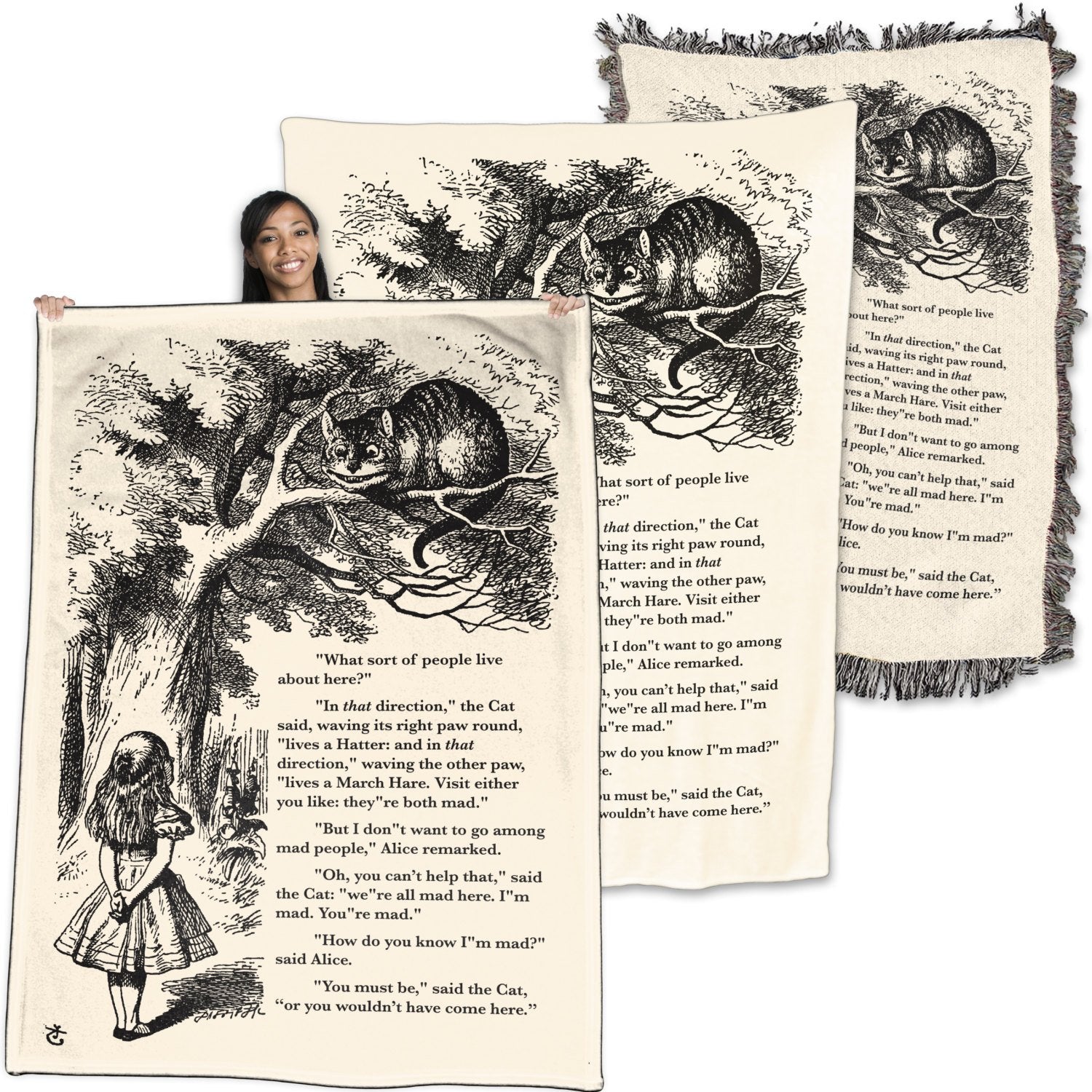 Alice and the Cheshire Cat - Throw Blanket / Tapestry Wall Hanging