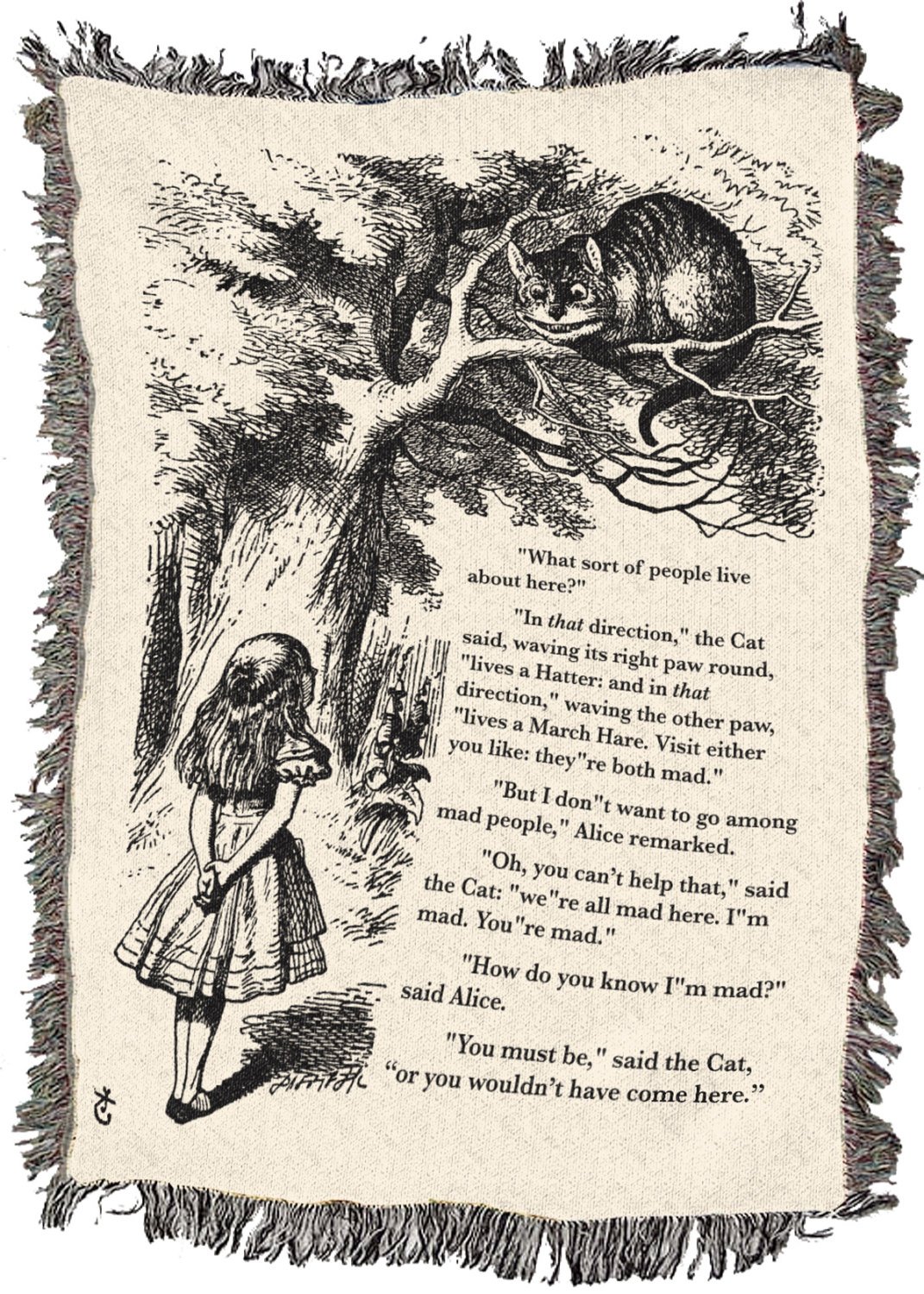 Alice and the Cheshire Cat - Throw Blanket / Tapestry Wall Hanging