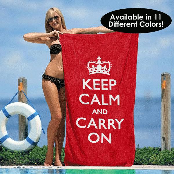 Keep Calm and Carry On Beach Towel 30" x 60"