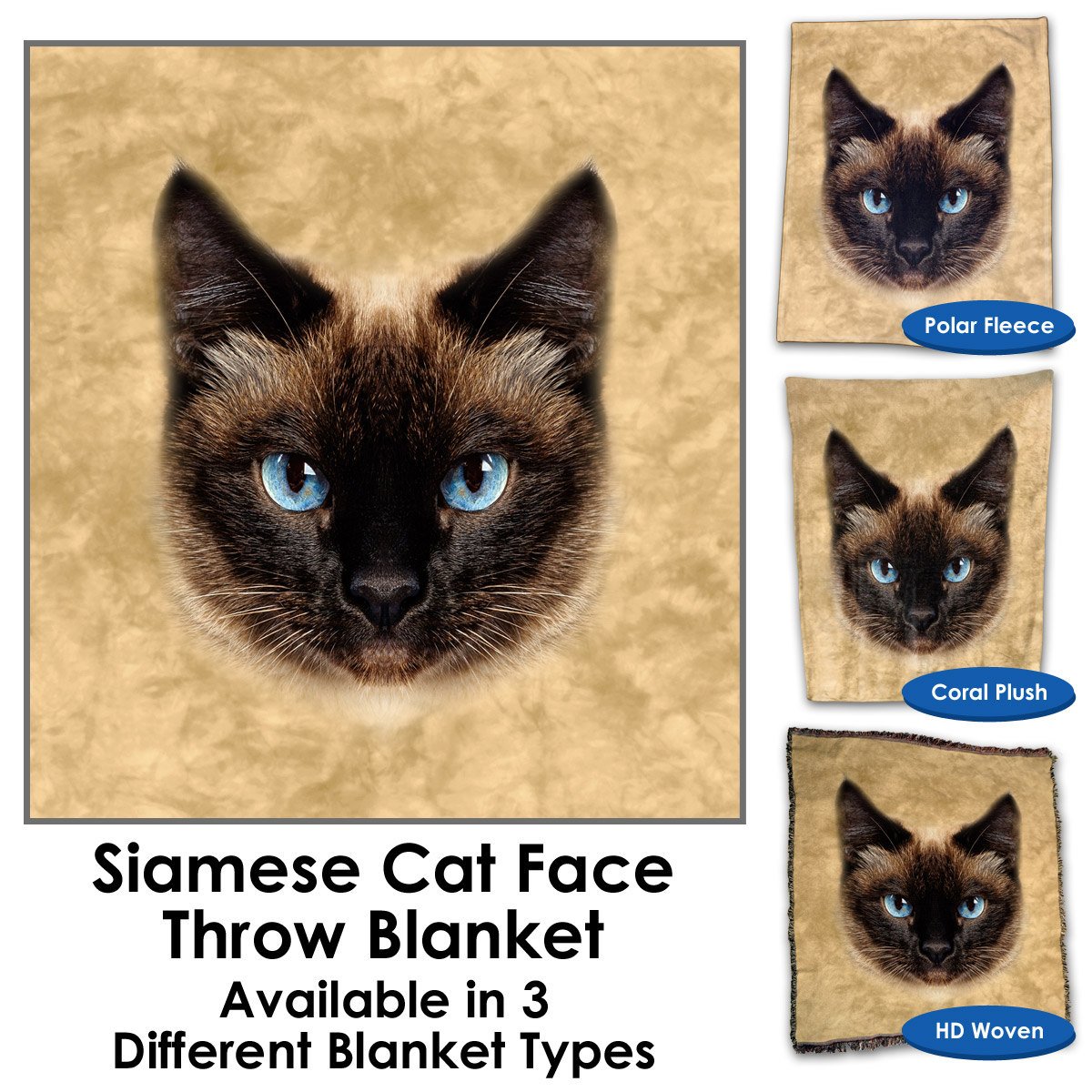 Siamese Cat Face Throw Blanket / Tapestry Wall Hanging