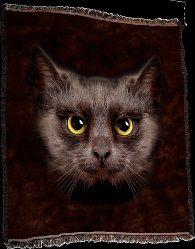 Black Cat Face Throw Blanket / Tapestry Wall Hanging