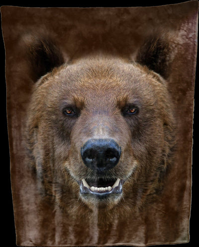 Brown Bear Face Throw Blanket / Tapestry Wall Hanging