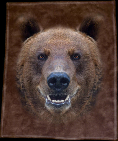 Brown Bear Face Throw Blanket / Tapestry Wall Hanging