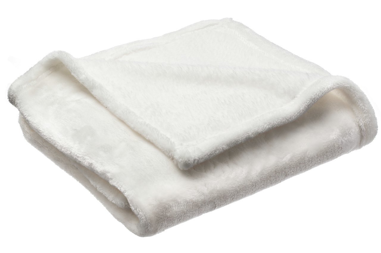 Simple Deluxe Sofantex Luxury Reversible Plush Throw Blanket, 60 by 80-Inch, Off-White