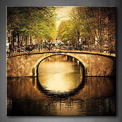 Amsterdam, Holland Romantic Bridge - Print On Canvas