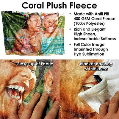 Personalized Coral Plush Fleece Photo/Image Blanket
