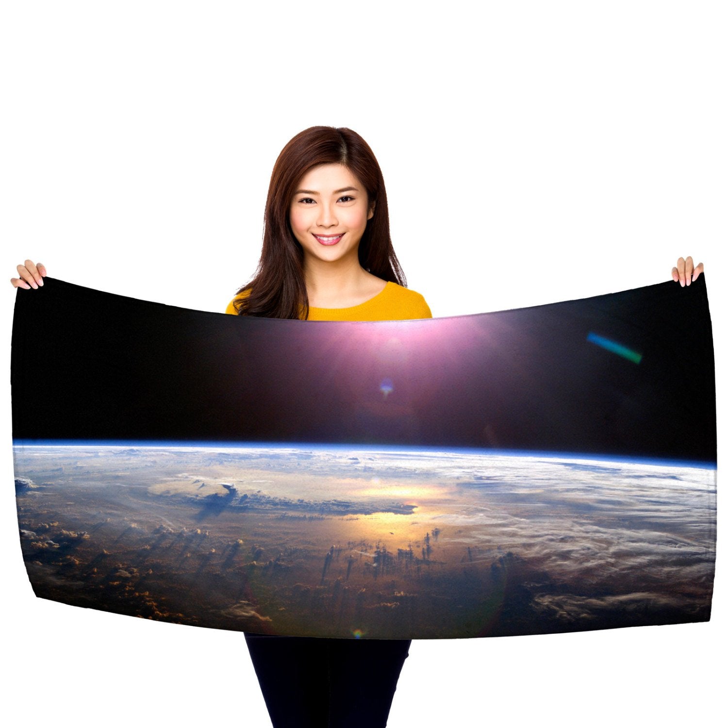 HD Space Image, Earth from Orbit 30" x 60" Microfiber Beach Towel