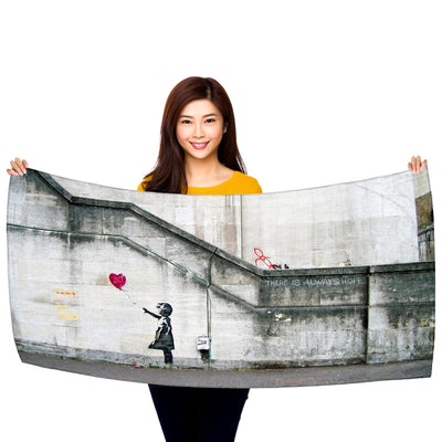 Banksy, "There is Always Hope" Microfiber Beach Towel