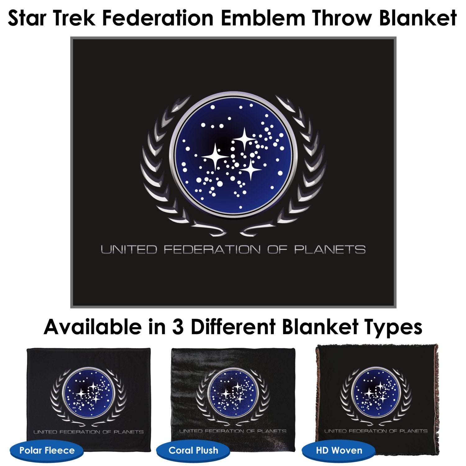 Star Trek Federation Emblem Throw Blanket / Tapestry Wall Hanging