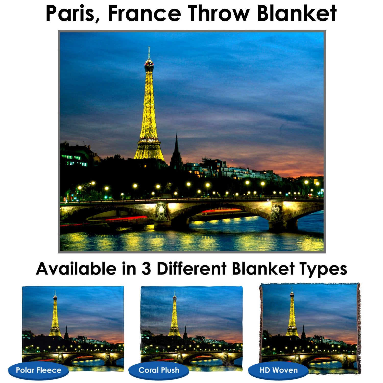 Paris, France Throw Blanket / Tapestry Wall Hanging - Standard Multi-color
