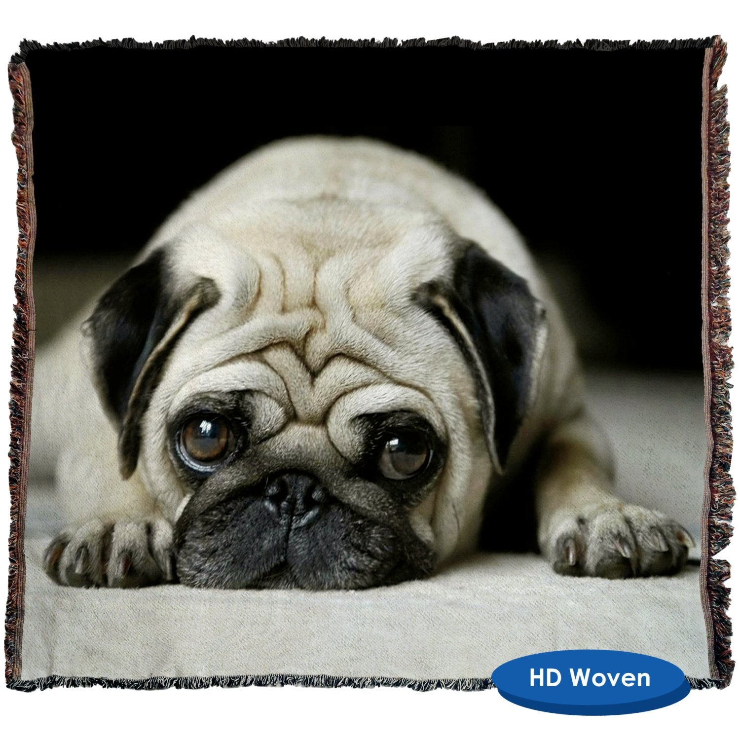 Sad Pug Throw Blanket / Tapestry Wall Hanging