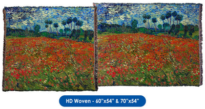 Vincent van Gogh&#39;s "Field with Poppies" - Throw Blanket / Tapestry Wall Hanging