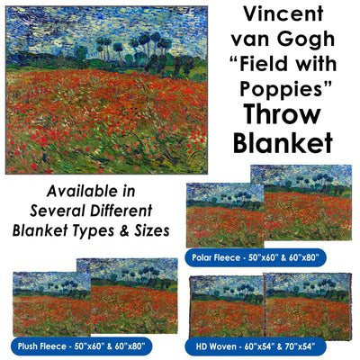 Vincent van Gogh&#39;s "Field with Poppies" - Throw Blanket / Tapestry Wall Hanging