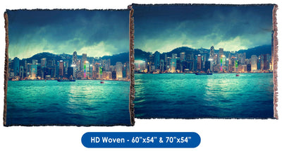 Hong Kong Skyline - Throw Blanket / Tapestry Wall Hanging
