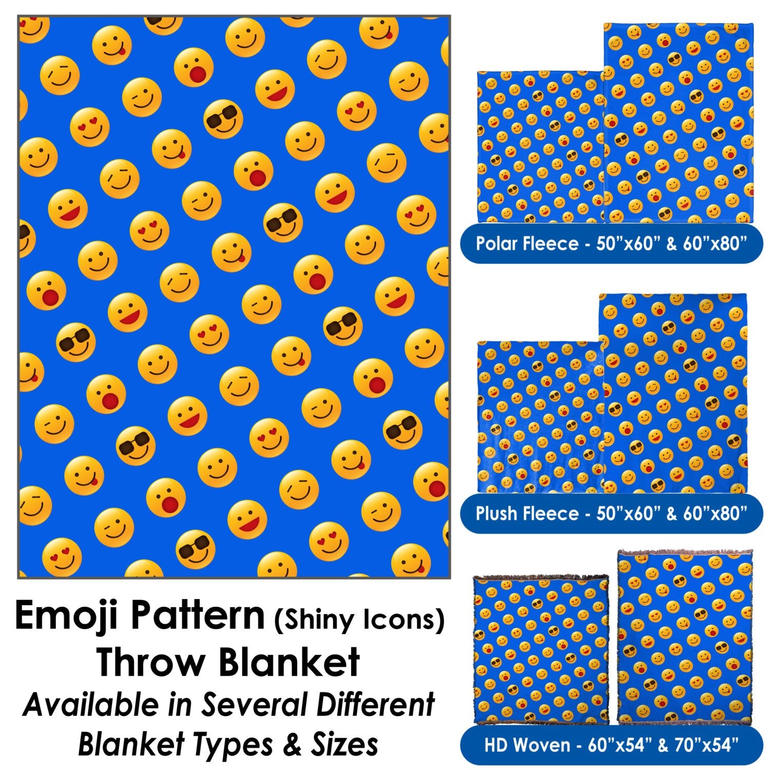 Emoji Pattern (Shiny Icons) Throw Blanket / Tapestry Wall Hanging