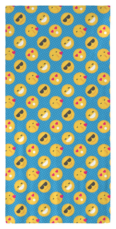 Emoji Pattern (Flat Colors) 30" x 60" Microfiber Beach Towel