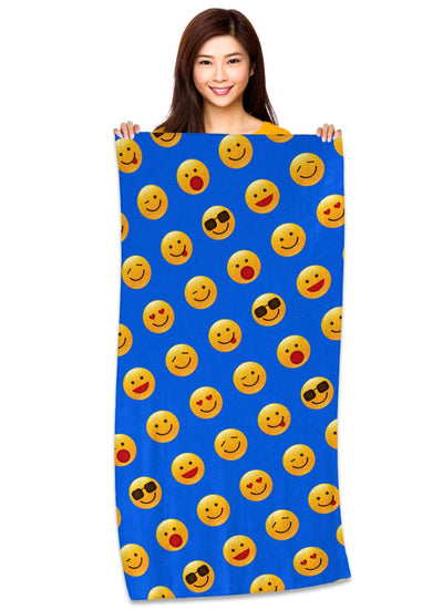 Emoji Pattern (Shiny Icons) 30" x 60" Microfiber Beach Towel