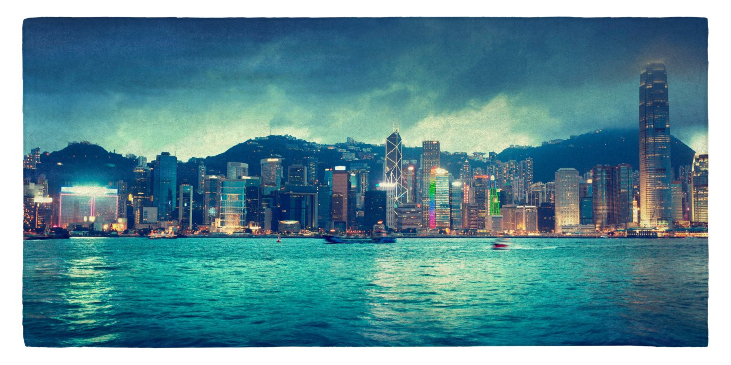 Hong Kong Skyline 30" x 60" Microfiber Beach Towel