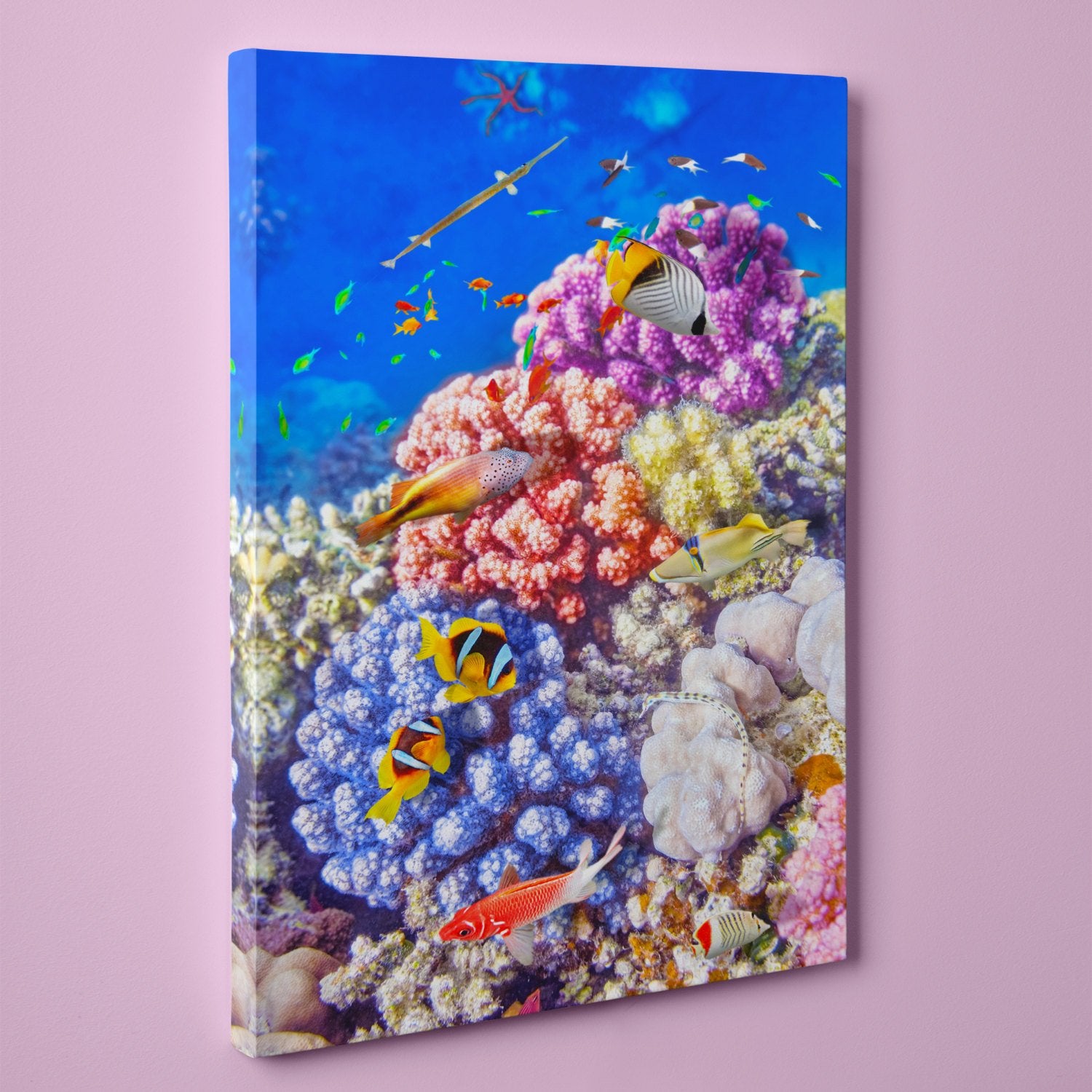 Caribbean Coral and Tropical Fish, Underwater Photo (24" x 36") - Canvas Wrap Print