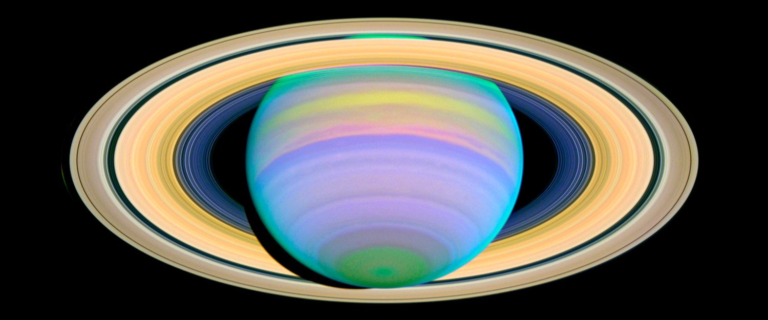 Saturn&#39;s Rings in Ultraviolet Light (20" x 48") - Canvas Wrap Print