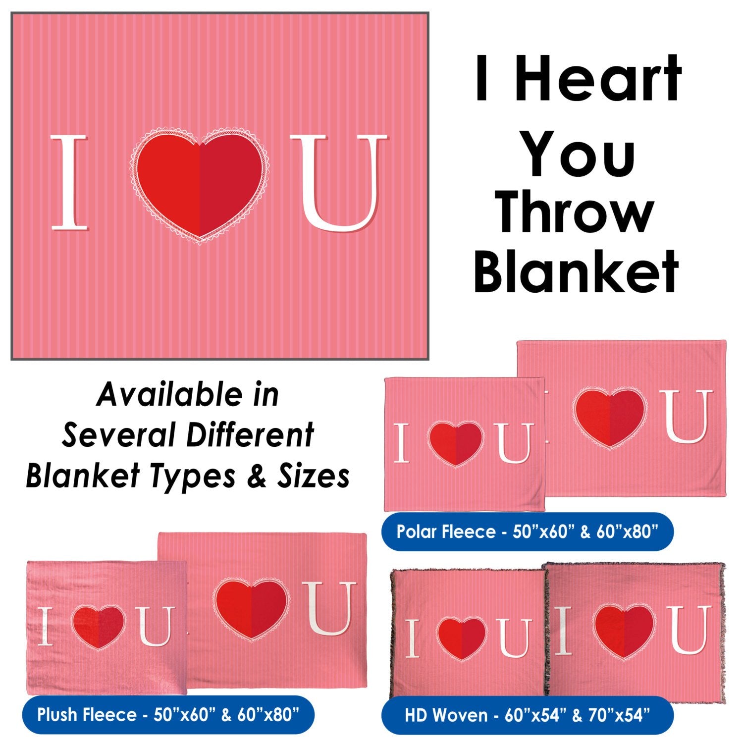 Valentine&#39;s Day - I Heart You Throw Blanket / Tapestry Wall Hanging