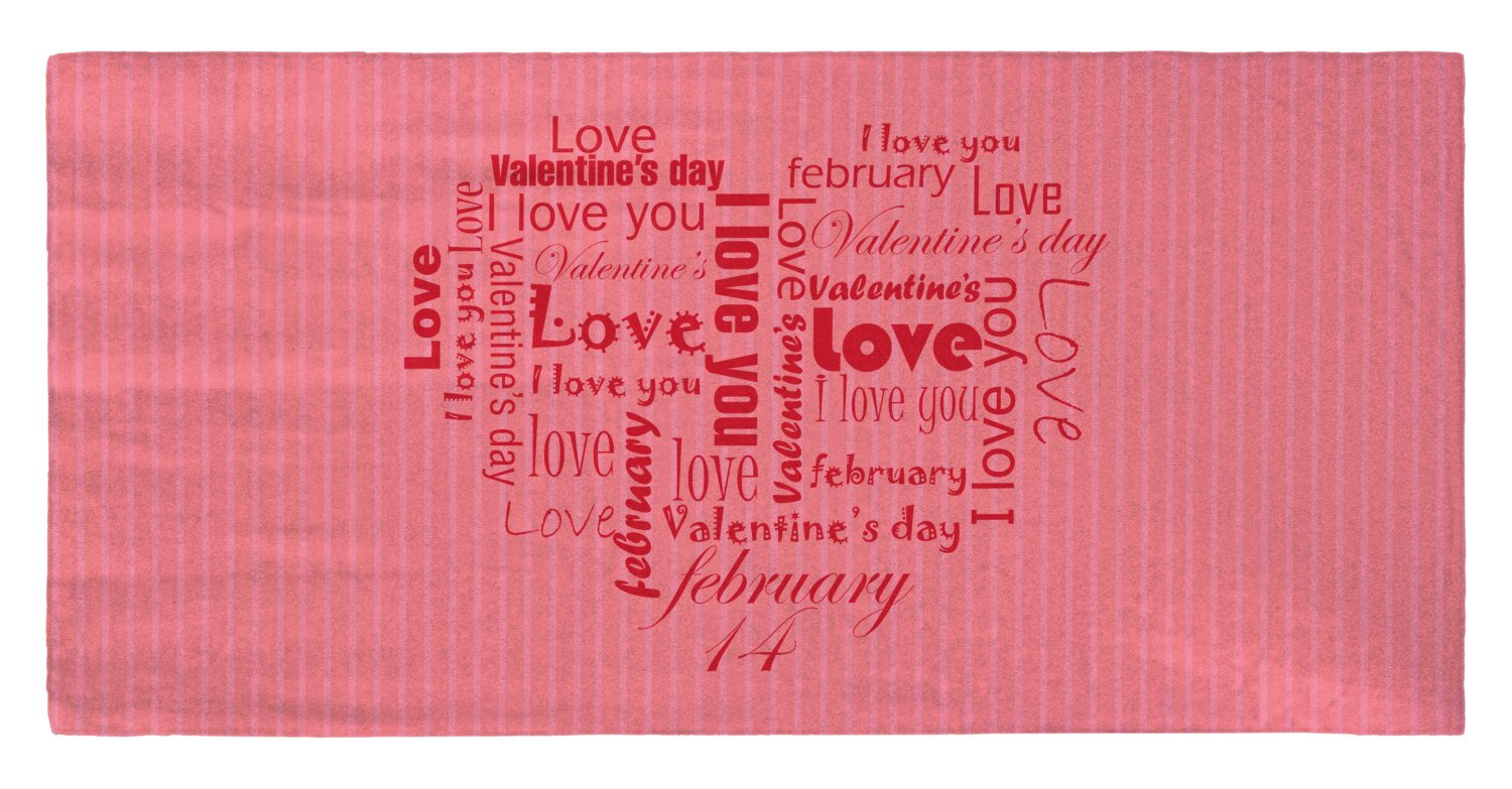 Valentine&#39;s Day - Word Cloud Heart 30" x 60" Microfiber Beach Towel