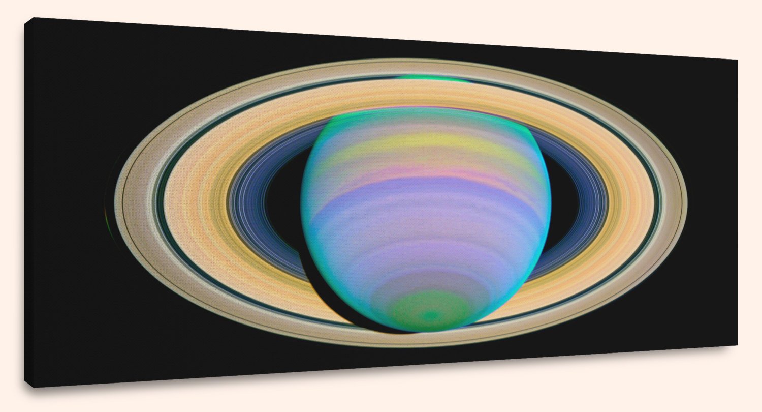 Saturn&#39;s Rings in Ultraviolet Light (10" x 24") - Canvas Wrap Print