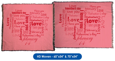 Valentine&#39;s Day - Word Cloud Heart Throw Blanket / Tapestry Wall Hanging