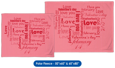 Valentine&#39;s Day - Word Cloud Heart Throw Blanket / Tapestry Wall Hanging