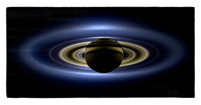 Cassini, Saturn in Silhouette 30" x 60" Microfiber Beach Towel