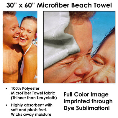 Rose Seal Personalized Monogram Microfiber Beach Towel 30" x 60"
