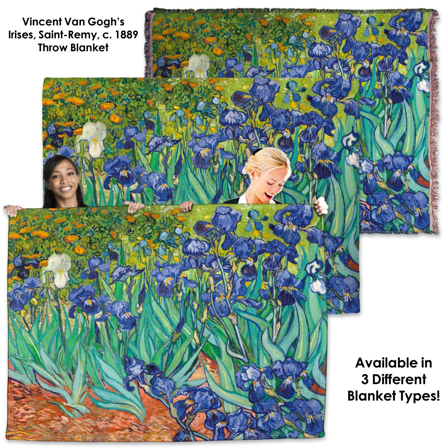 Vincent Van Gogh, Irises, Saint Remy - Throw Blanket / Tapestry Wall Hanging