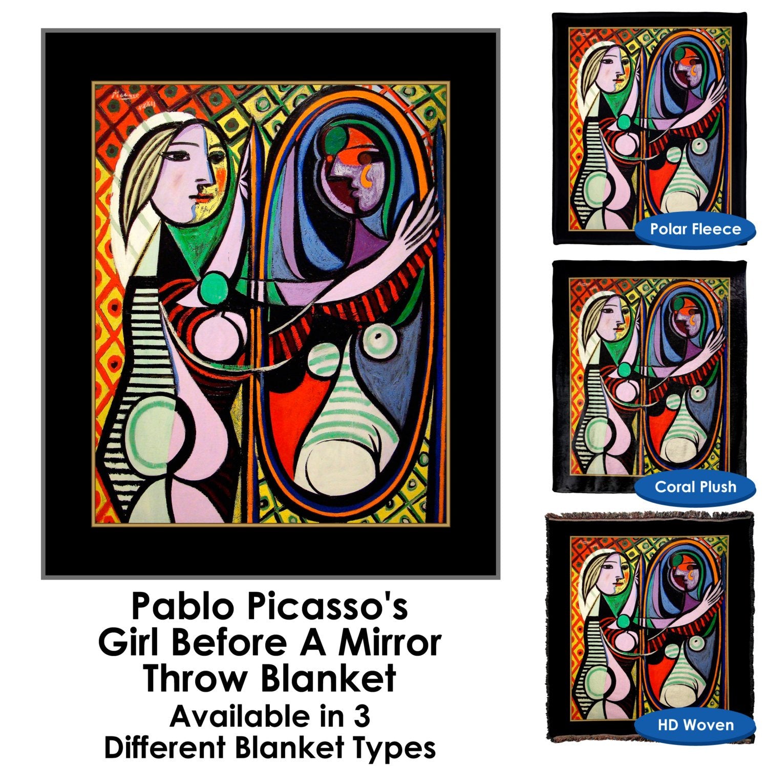 Pablo Picasso&#39;s Girl Before A Mirror - Throw Blanket / Tapestry Wall Hanging