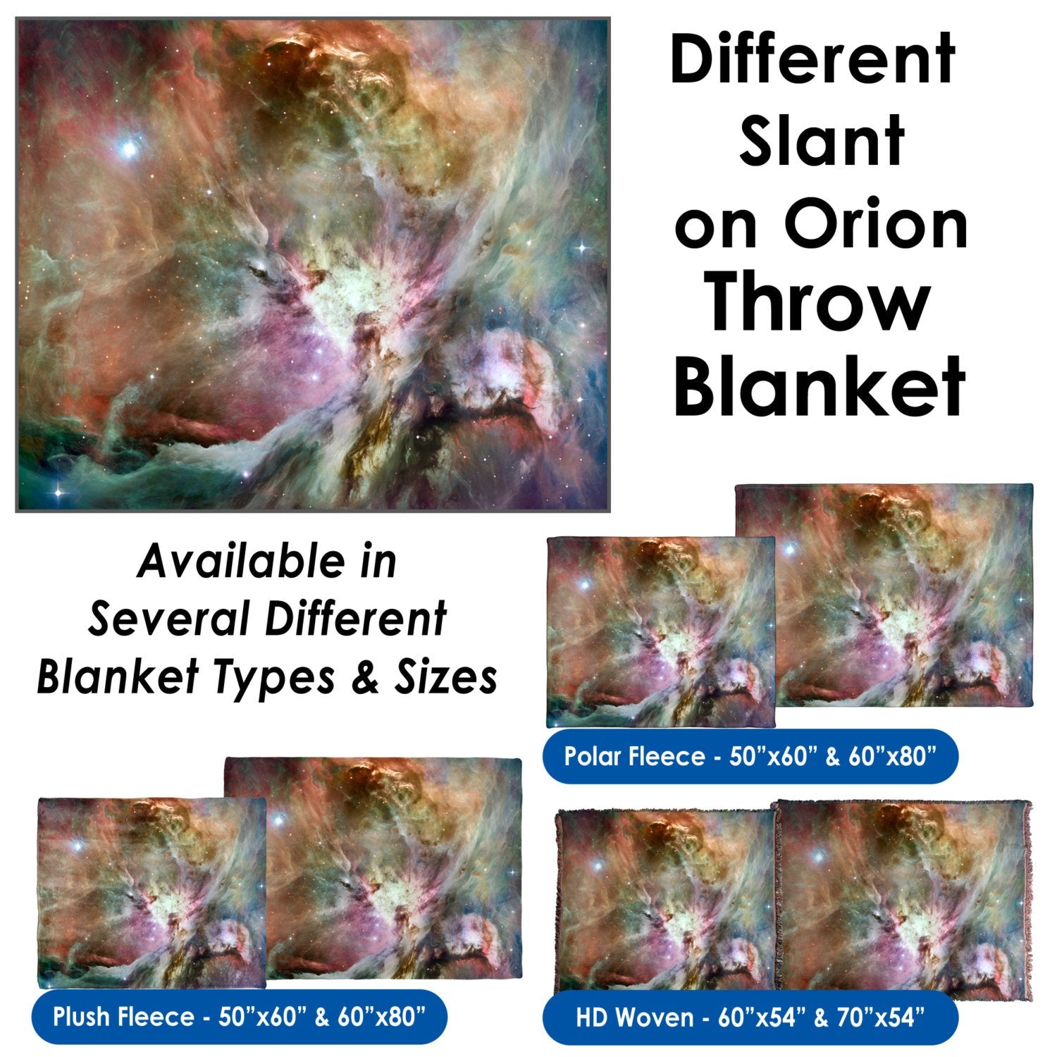 Different Slant on Orion Nebula - Throw Blanket / Tapestry Wall Hanging