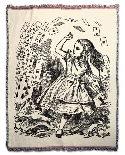 Alice in Wonderland - Alice and the Card Army - Throw Blanket / Tapestry Wall Hanging