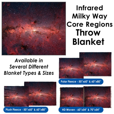 Infrared View of Milky Way Core Regions - Throw Blanket / Tapestry Wall Hanging