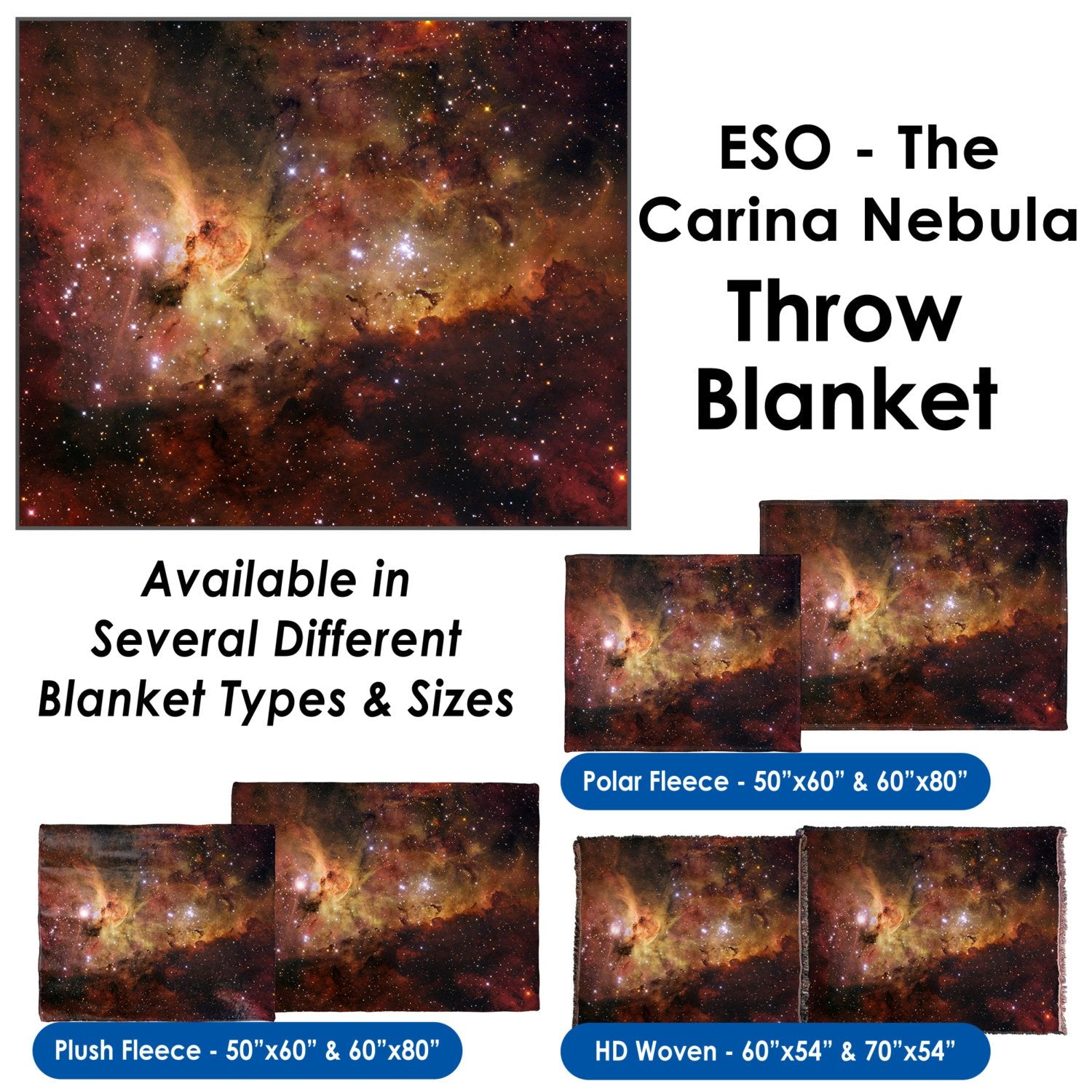ESO - The Carina Nebula Throw Blanket / Tapestry Wall Hanging