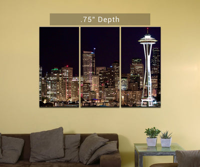 Seattle Skyline | Space Needle - 3 Canvas Split (.75" Depth)