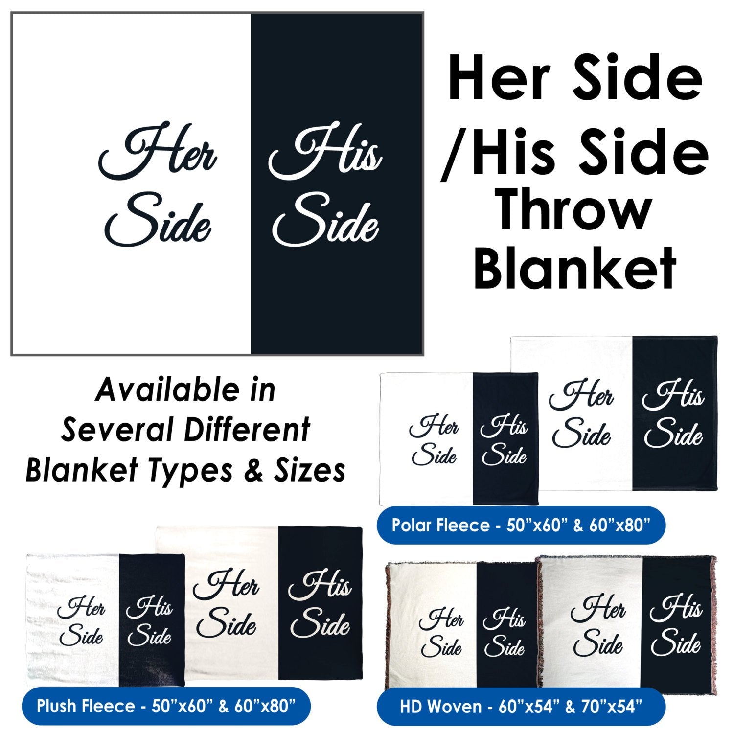 Her Side/His Side Throw Blanket / Tapestry Wall Hanging