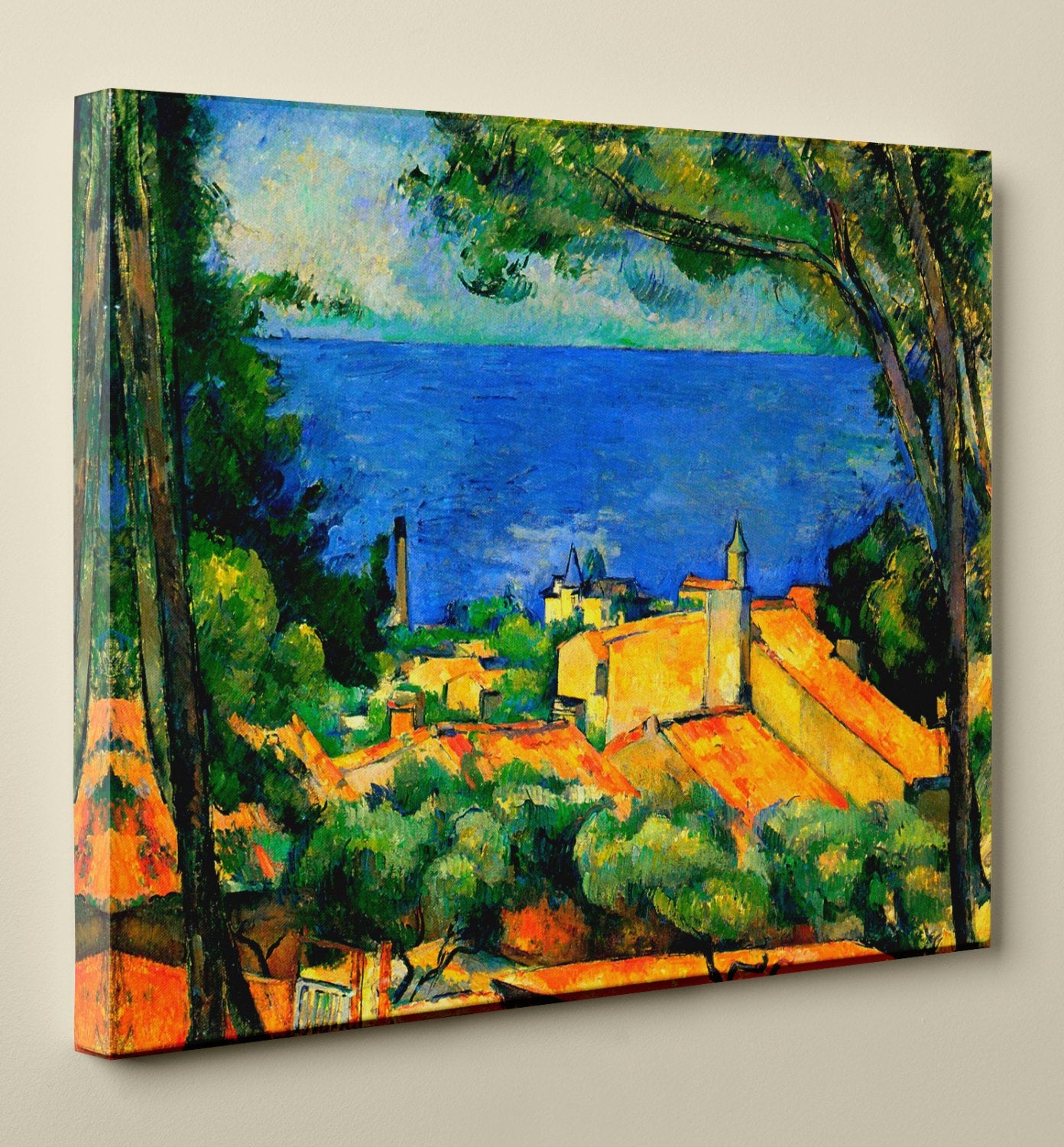 Paul Cézanne&#39;s "L&#39;Estaque with Red Roofs" (11" x 14") - Canvas Wrap Print