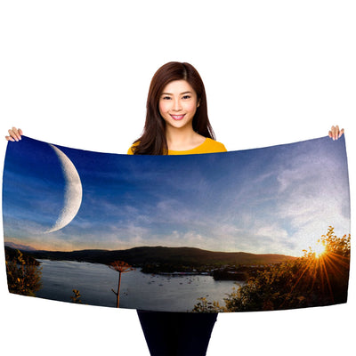 Sunset on Another World, Panorama, 30" x 60" Microfiber Beach Towel