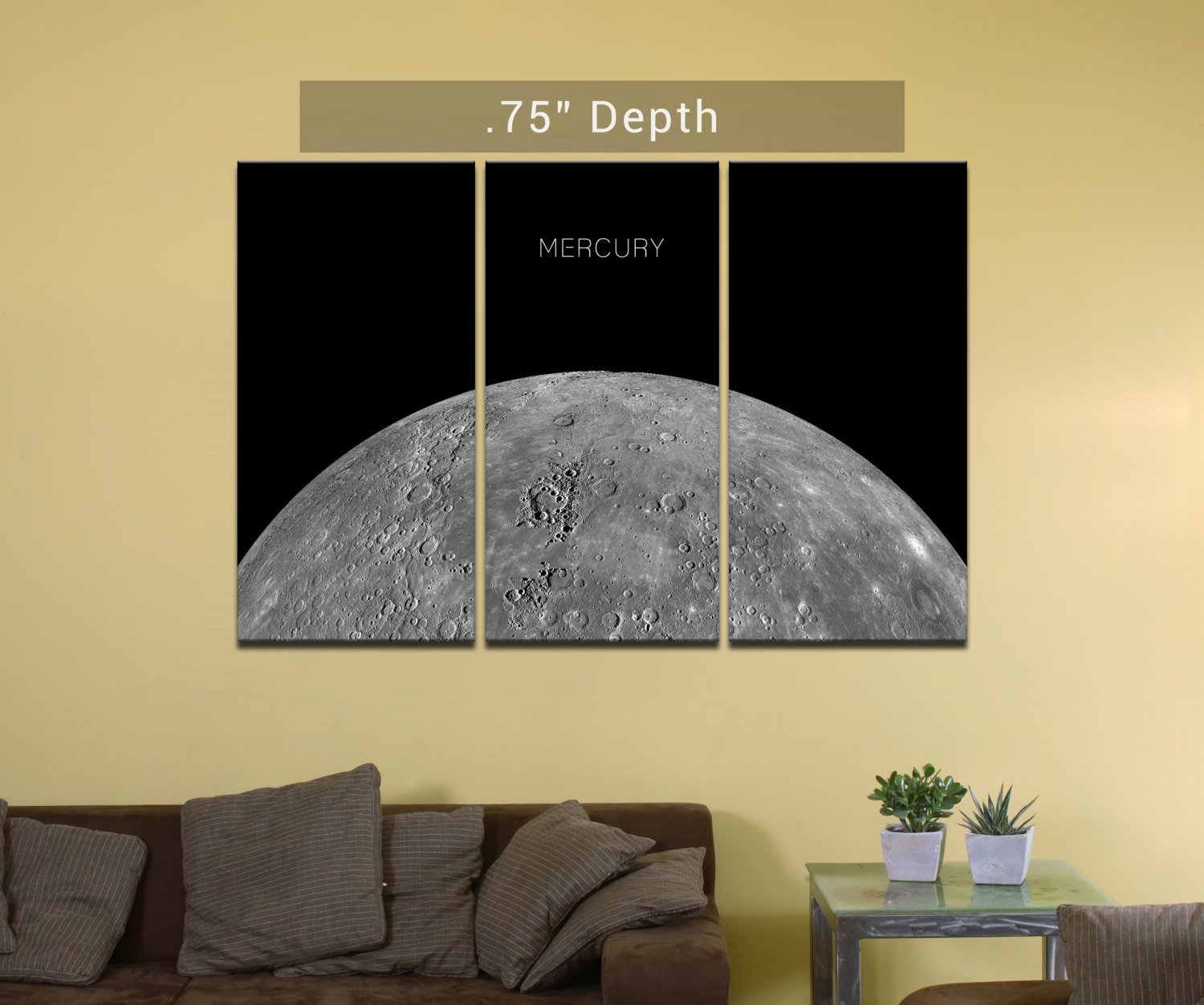 Planet Mercury- 3 Canvas Split (.75" Depth)