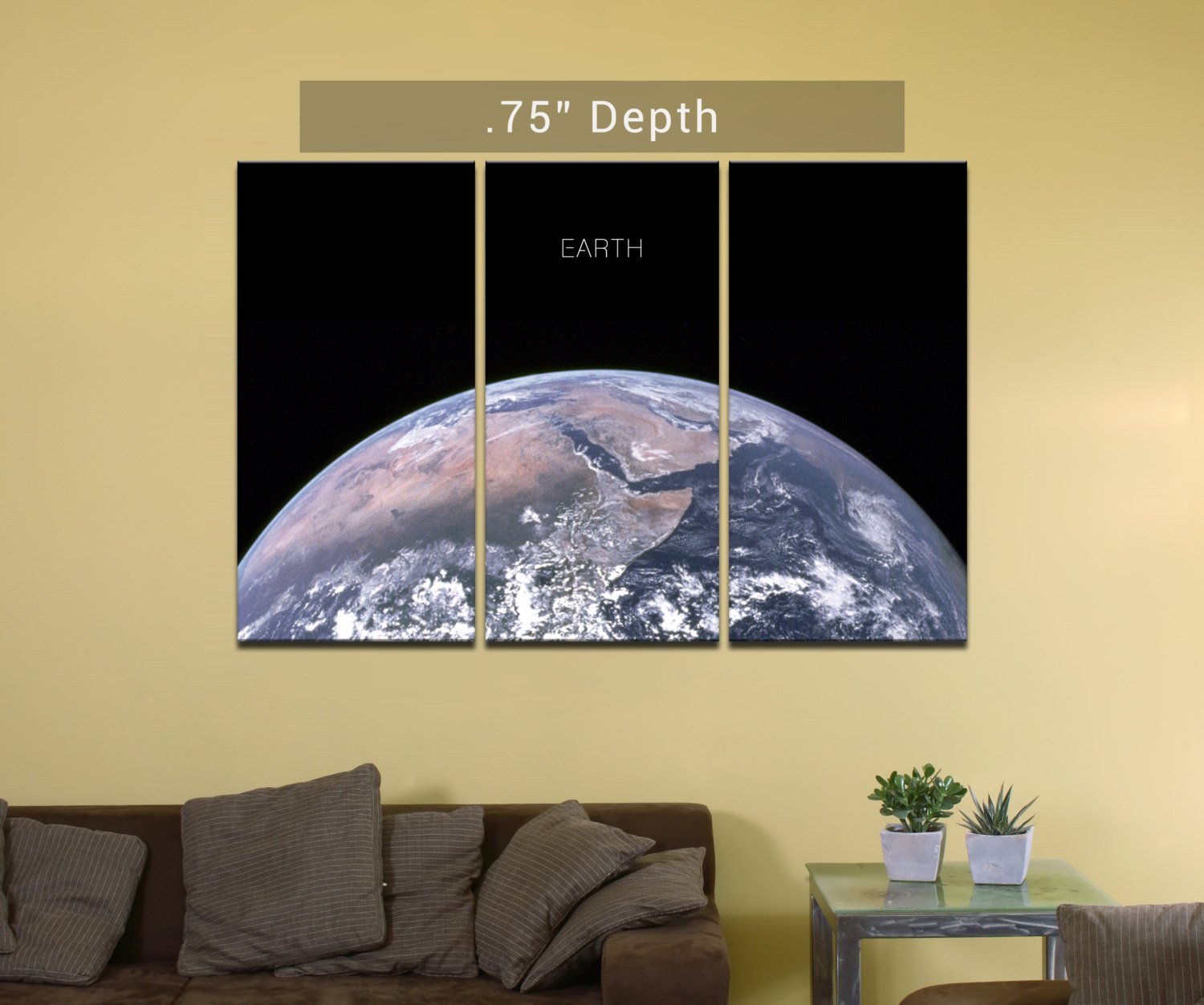Planet Earth- 3 Canvas Split (.75" Depth)