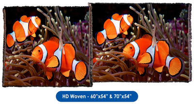 Clownfish in an Anemone - Throw Blanket / Tapestry Wall Hanging
