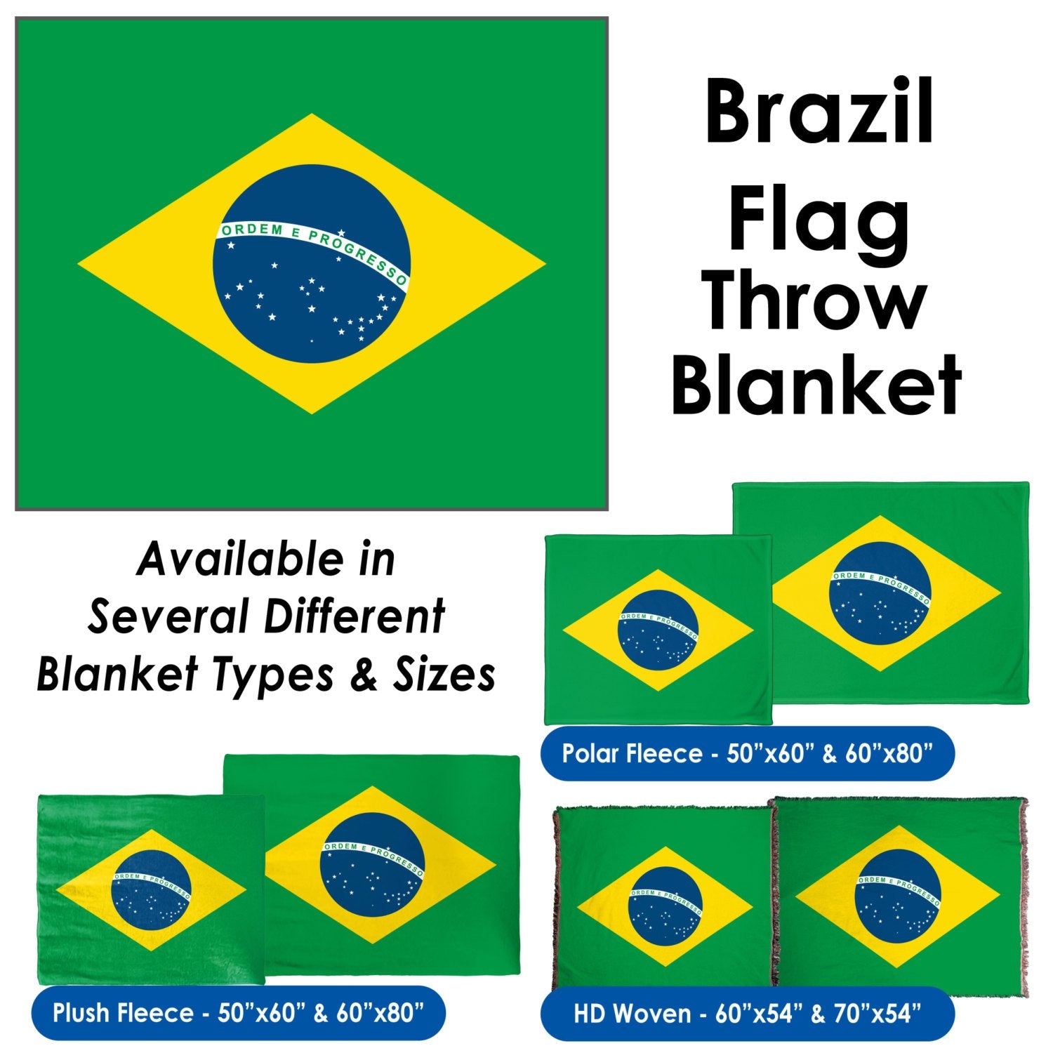Brazil Flag Throw Blanket / Tapestry Wall Hanging