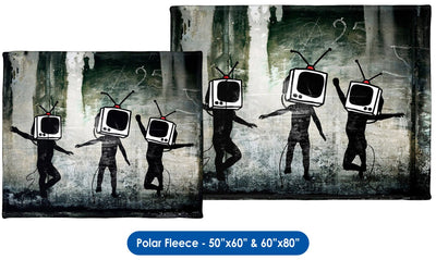 Banksy, TV Heads - Throw Blanket / Tapestry Wall Hanging