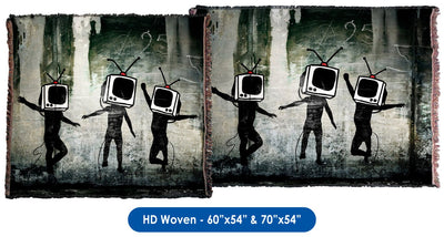 Banksy, TV Heads - Throw Blanket / Tapestry Wall Hanging