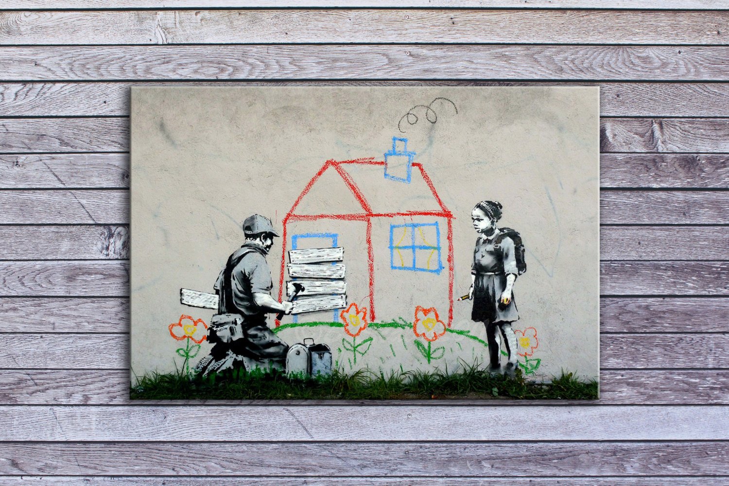 Banksy, Boarded Playhouse - Canvas Wrap Print